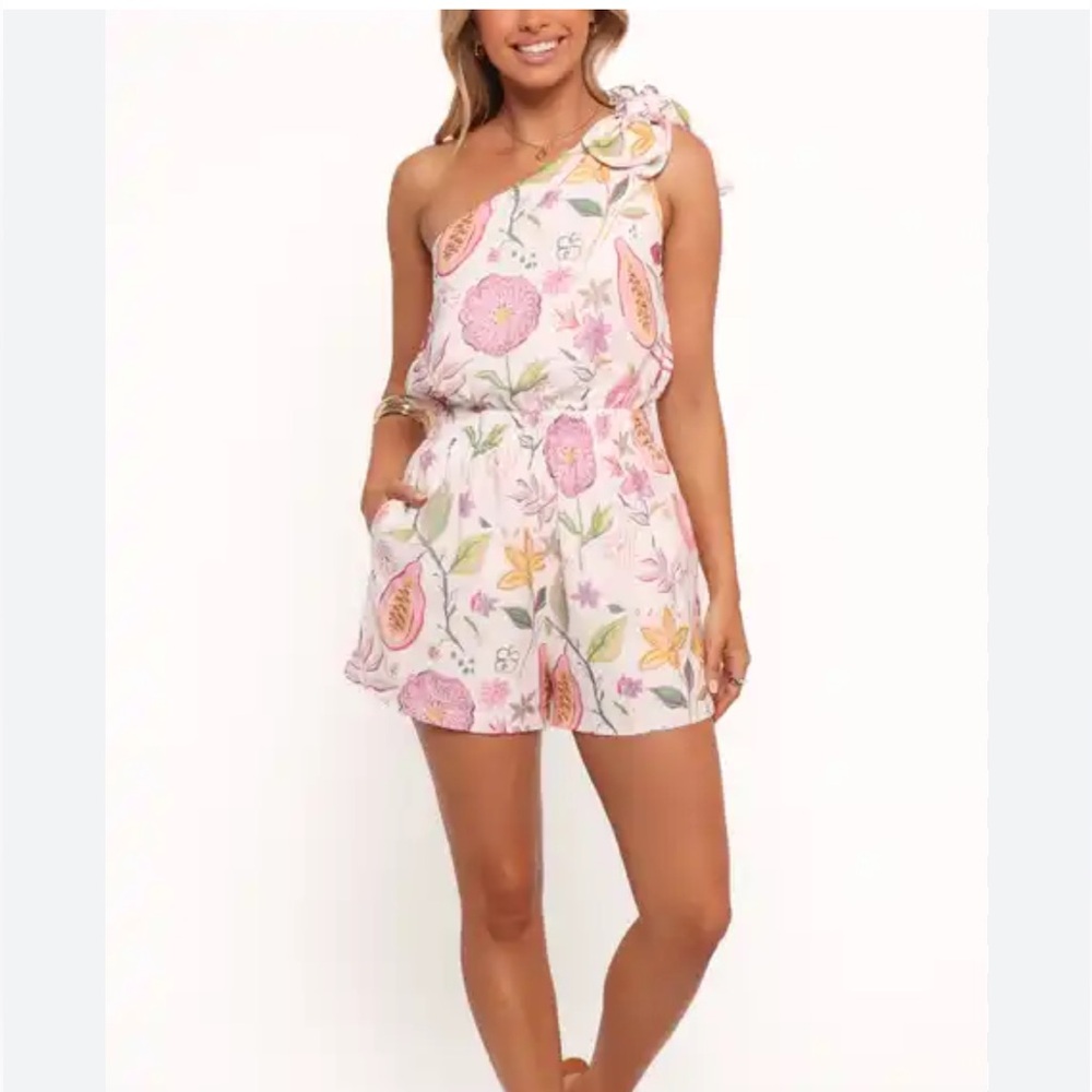 Petal & Pup Pink Floral One-Shoulder Romper